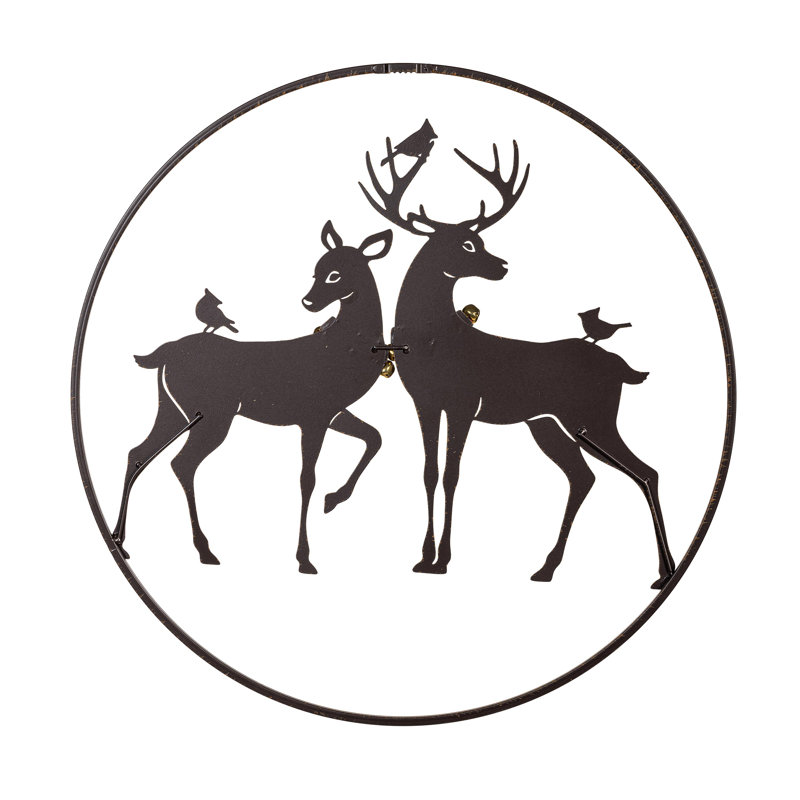 Round Reindeer Metal Wall Décor