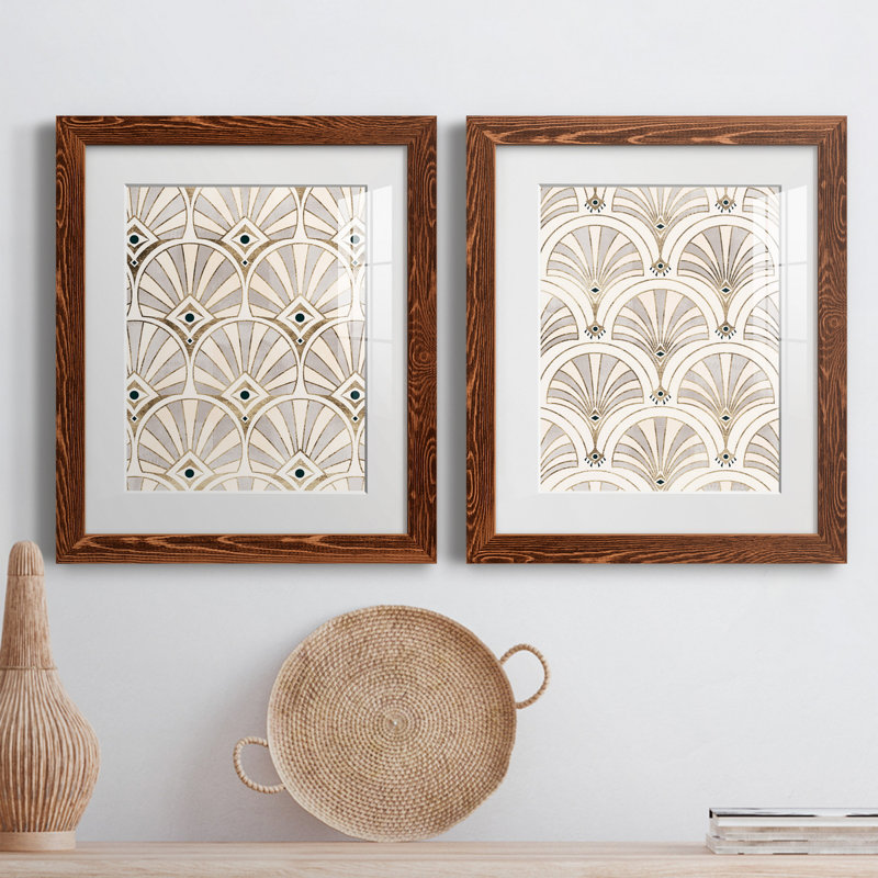 «Deco Patterning I», ensemble de 2 impressions encadrées, H 20 po x l 34 po x P 1,5 po, Blanc
