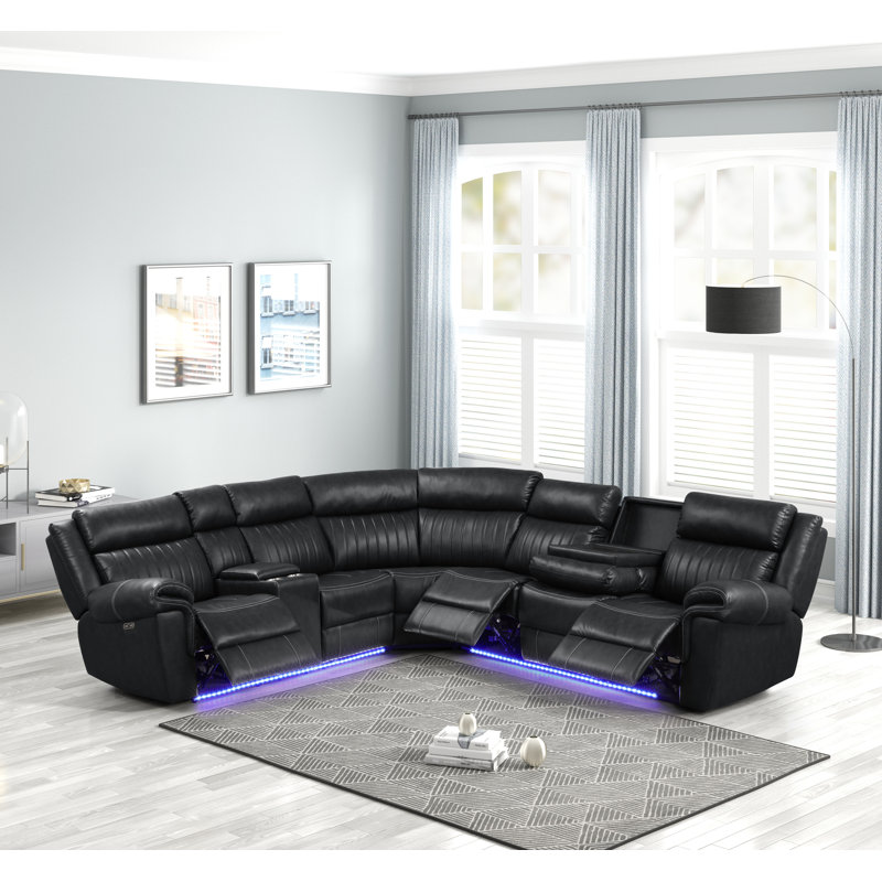 Briehn 3 - Piece Upholstered Sectional, Black