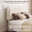 Structure de lit double, lit plateforme rembourré moelleux avec tête de lit réglable en hauteur, fabrication robuste en acier et en bois, compatible avec un matelas sans ressorts, facile à assembler-129742333