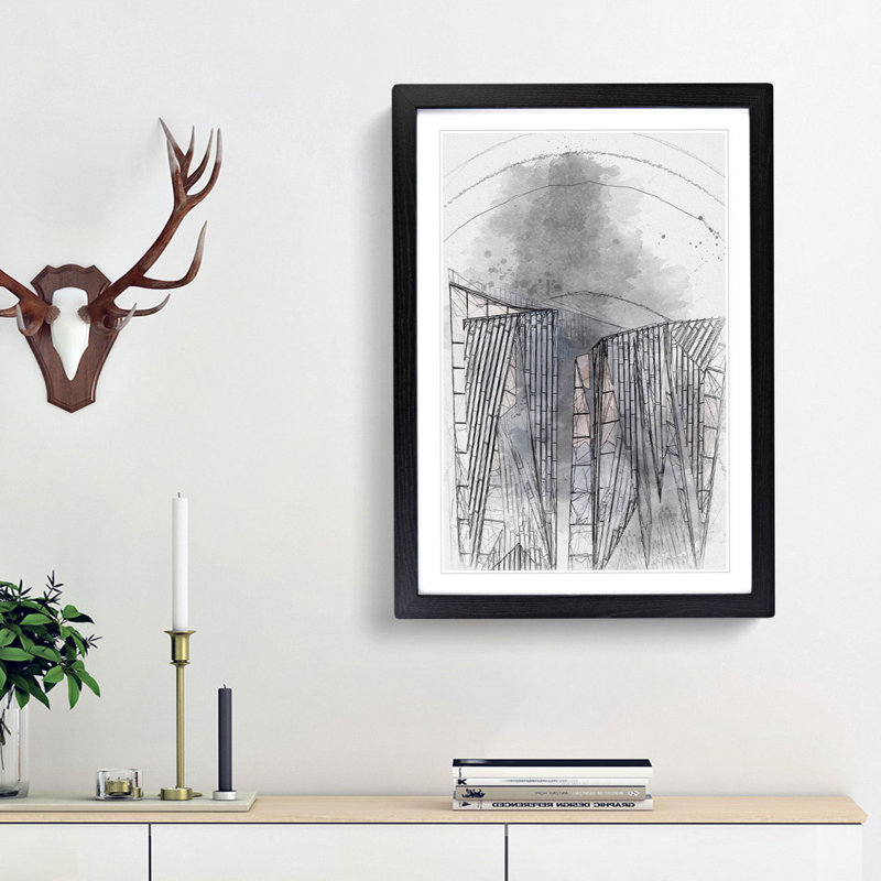 Sketching the Architecture Vol.6 - Picture Frame Drawing Print, 65cm H x 48cm W x 2cm D, Black Framed