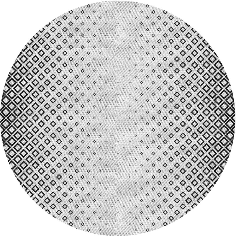 Tapis noir/gris à motifs, Rond 6 pi