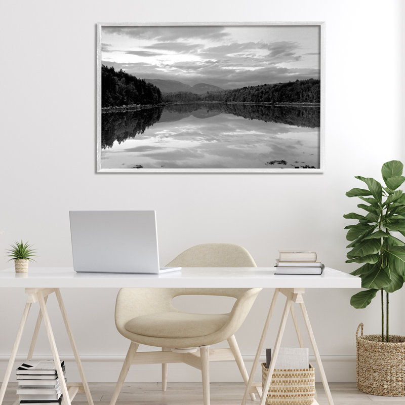 Giclée encadrée Acadia Reflection, 20 x 30, Coastal White Giclee Framed