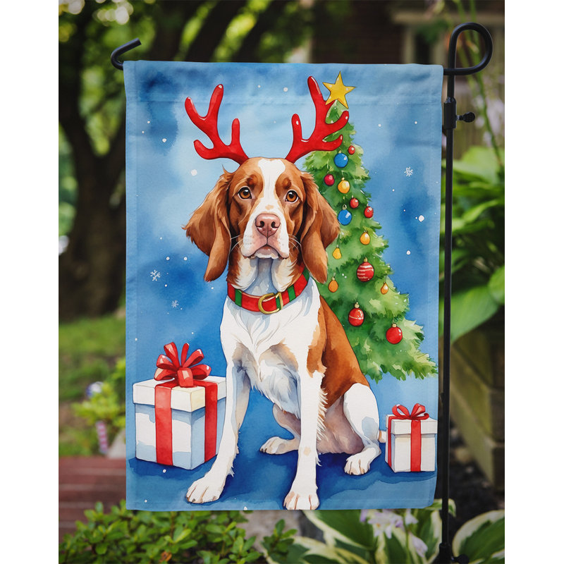 Drapeau de Noël renne de jardin, Épagneul Brittany