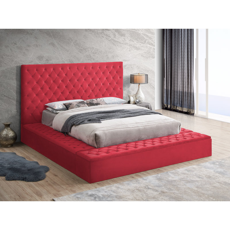Upholstered Platform Storage Bed, Black, King