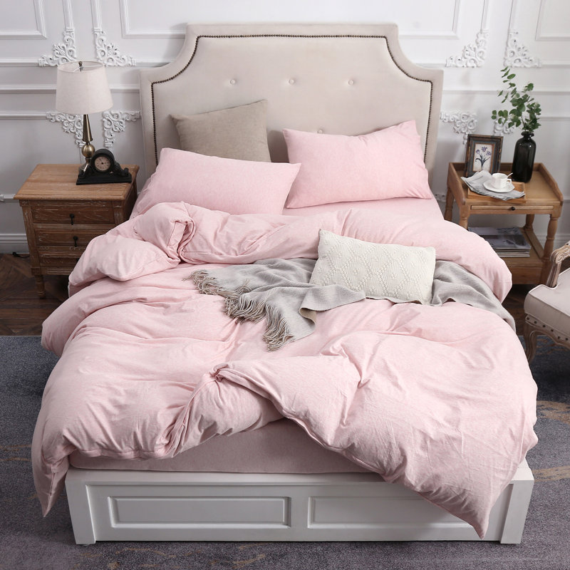 Heather Blueish Gray Jersey Cotton Queen Duvet Cover Set