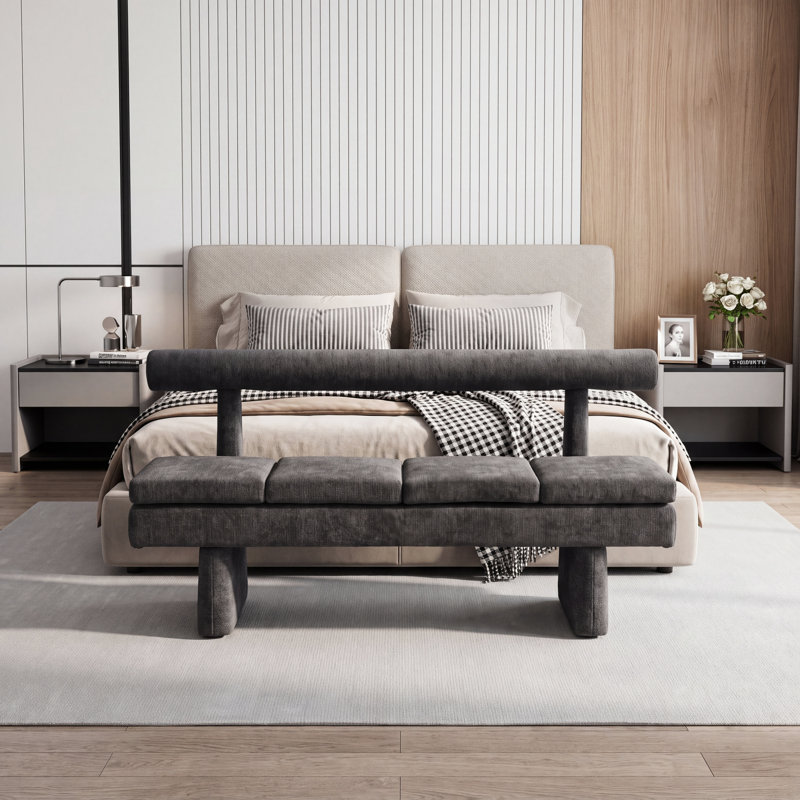 Banc rembourré en chenille l 62 po