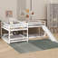 Un lit superposé en forme de L disponible en taille double et simple, avec une glissade et une échelle compacte pour un accès facile-1673943385