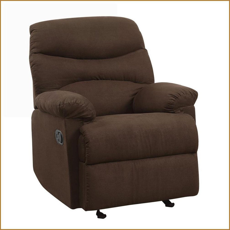 Fauteuil inclinable avec accoudoirs coussinés, dossier capitonné Mouvement inclinable | Chocolat | Microfibre