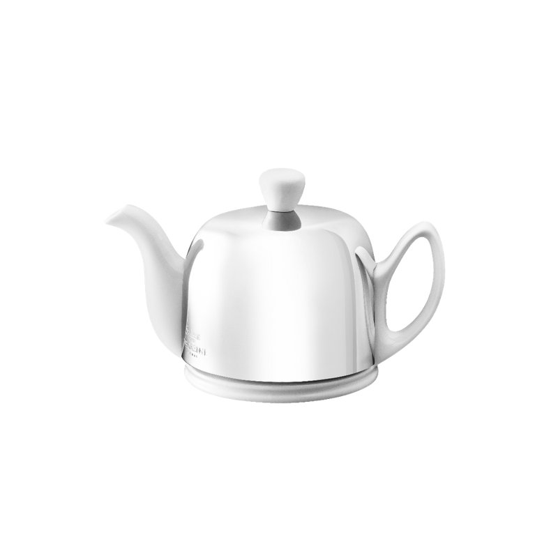 Salam Porcelain Teapot Set Teapot, 11.81 fl oz, White/Silver