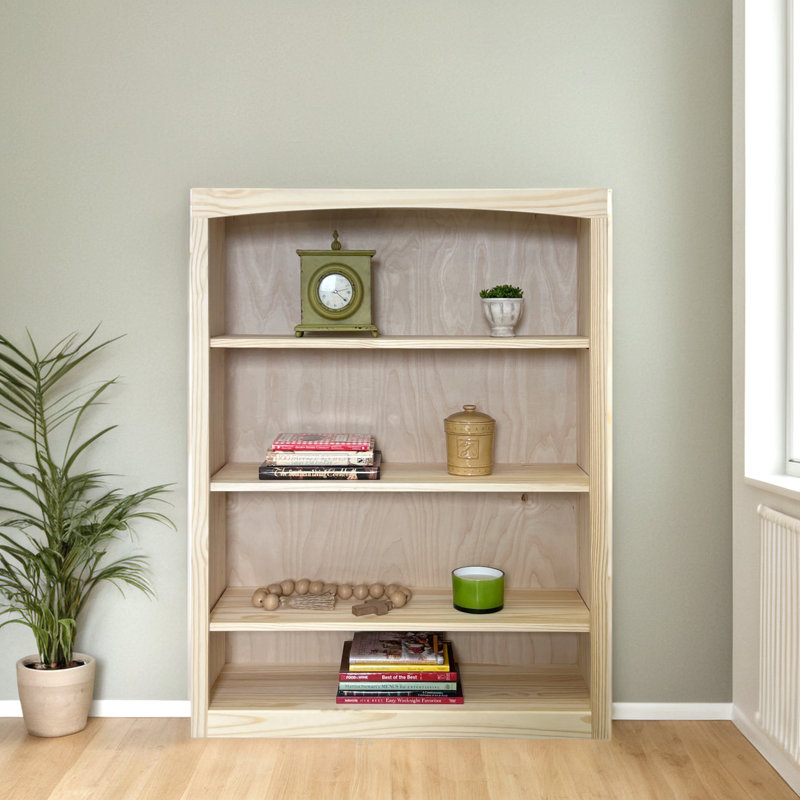 Ossy American Built Solid Wood Bookcase, Unfinished, (4 Shelves) 48"H x 36"W x 12"D