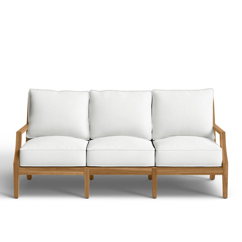 Haley Teak Sofa - Natural Teak, Natural Teak, Natural White, Welt + Standard fill