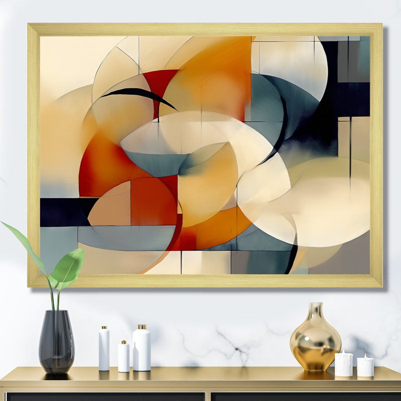 Damore Exploring Abstracted Patterns I - geometric canvas Print, Gold Single Picture Framed, 12" H x 20" W x 1" D