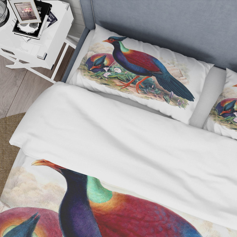 Ensemble de housse de couette traditionnel Vintage Birds In The Wild II - microfibre de polyester