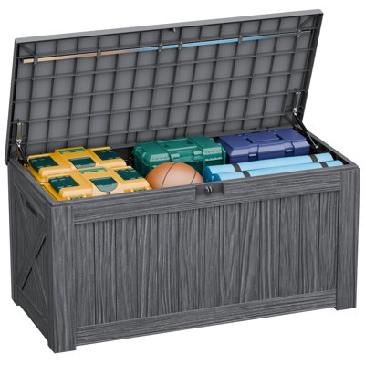 Boîte de rangement en plastique verrouillable pour terrasse Furmax 120 gallons