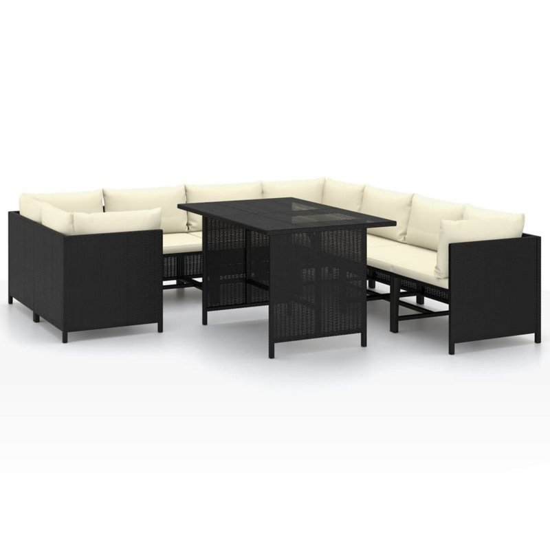 Ensemble de canapé modulaire d'extérieur 9 pièces Nilo avec rotin noir Nilo