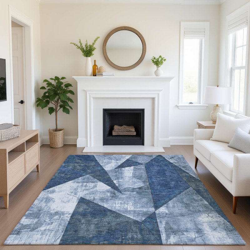 Tapis moderne lavable à la machine de qualité supérieure AMF1838, Rectangulaire 3 pi x 5 pi
