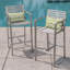 Tabourets de bar d'extérieur de 29,50 po avec cadre en aluminium antirouille, argent, parfait pour les terrasses et les barbecues
