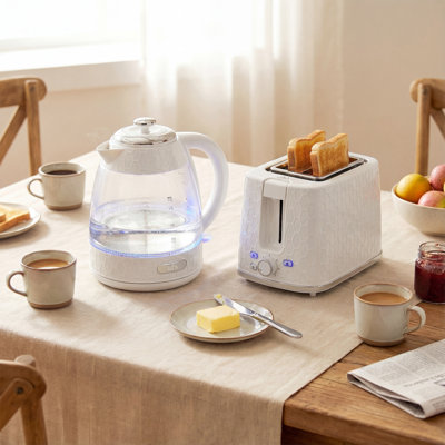 HOMCOM Kettle and Toaster Set with Limescale Filter Crumb Tray