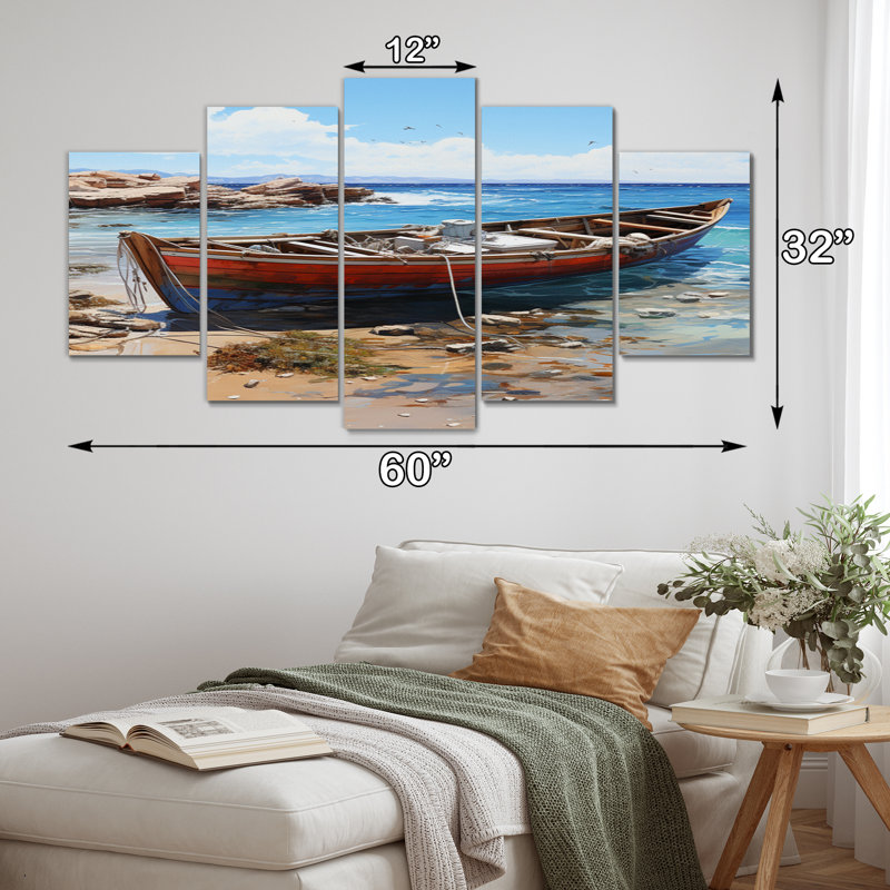 Alquan - Décoration murale bord de mer - 5 panneaux