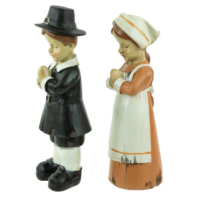 Praying Pilgrim Children Fall Harvest Figures