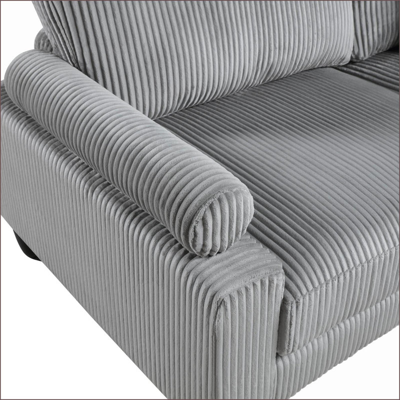 Ensemble de canapés modulaires en velours côtelé gris modulaire 4 pièces avec coussins réversibles | Gris ardoise | Bois massif