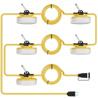 Guirlande de 100 lumières DEL de fabrication jaune à DEL, lumières de travail super lumineuses de 5000 K, connectables, durables et portables