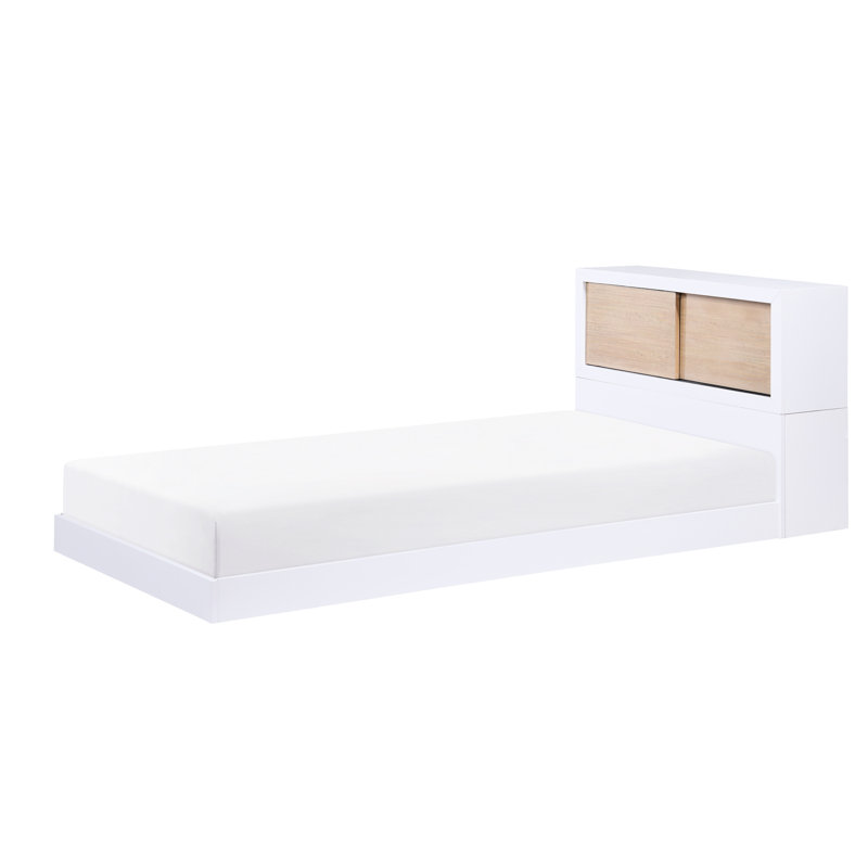 Lit simple avec tête de lit - Finition en placage de pin et bois