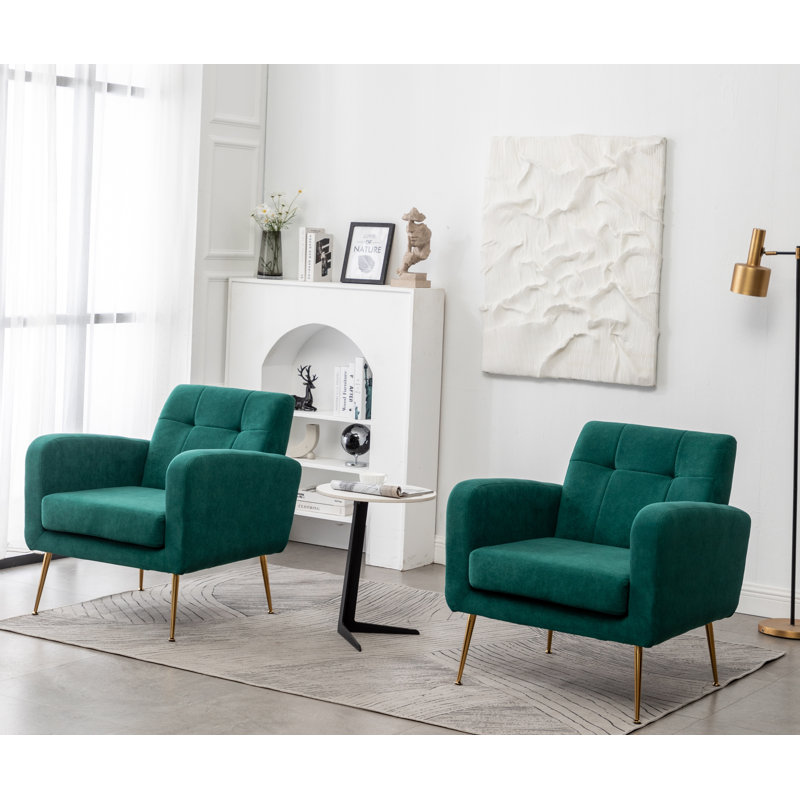 Alixon 29'' Wide Tufted Armchair, Green Polyester