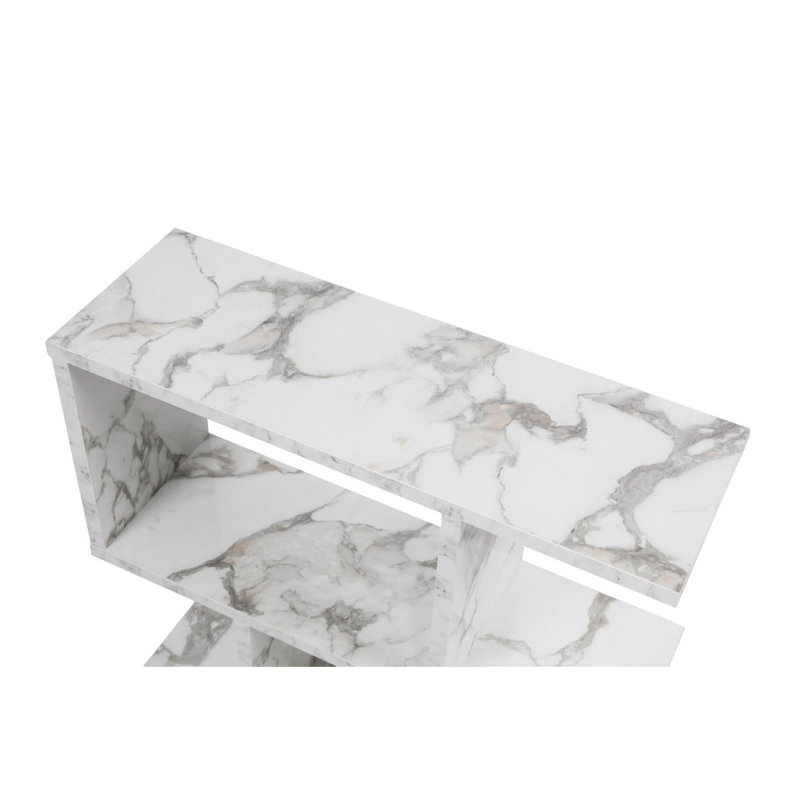 Table de bout avec tablette de plancher, Blanc/Noir