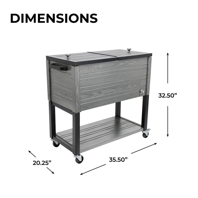 Permasteel 80-Quart Gray Woodgrain Rolling Patio Cooler with Wheels