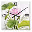 Horloge murale simple avec fleur de lotus et feuilles vertes-1506470400