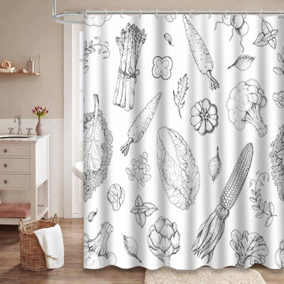 Rideau de douche imperméable rétro avec crochets