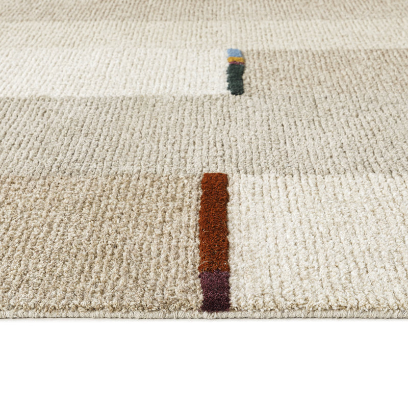 Rectangle Geometric Hand Tufted Wool Area Rug in Natural/Ivory, Rectange 7'6" x 9'6"