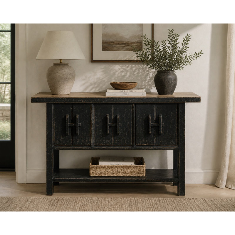 Amalfi 63'' Solid Wood Console Table, Antique Black