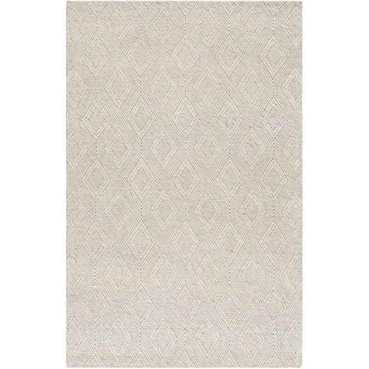 Rectangle Rhorer Argyle Polyester/Wool Area Rug in Beige