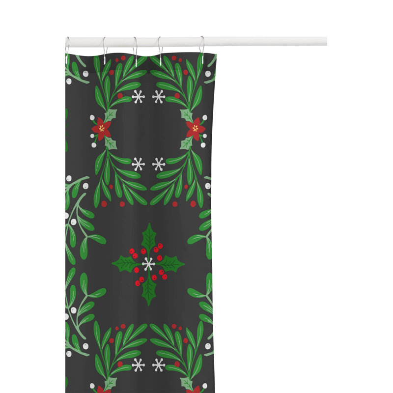 Rideau de douche ultra-mince Winter Mistletoe, Gris anthracite