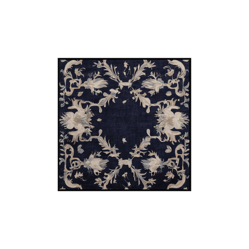 Machine Washable Gray Area Rug, Square 4'