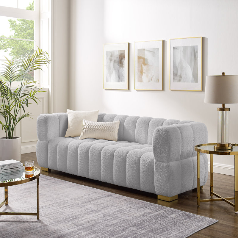 Marceil 85.03'' Upholstered Sofa, Smokey Grey 100% Polyester