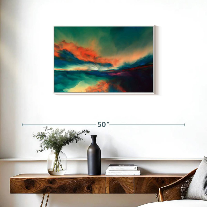 Coucher de soleil, Cadre flottant blanc, 31 po x 21 po