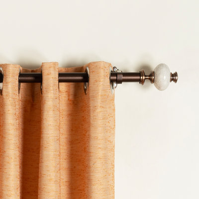 DECO WINDOW Curtain Rods for Windows 44 – 120 Inch, 1 Inch Heavy Duty Extendable Metal Drapery Rod, Adjustable Curtain Rod with Decorative Supreme Ceremic Finials for Living & Bedroom, Brown