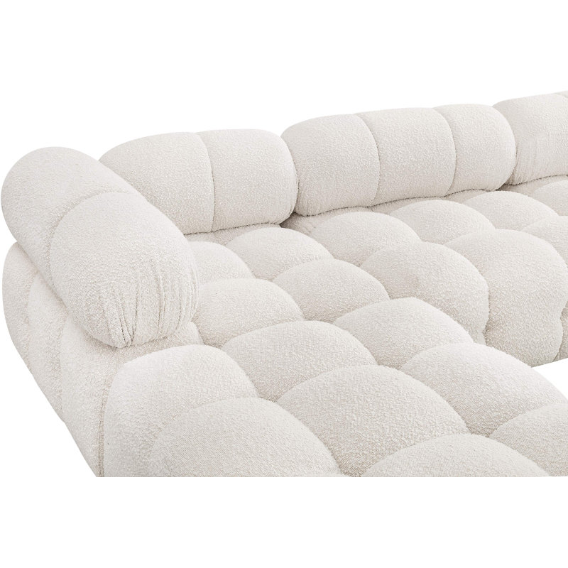 Ames Upholstered Sofa, Cream Boucle Fabric, 4 Armless, 2 Corner, 1 Ottoman