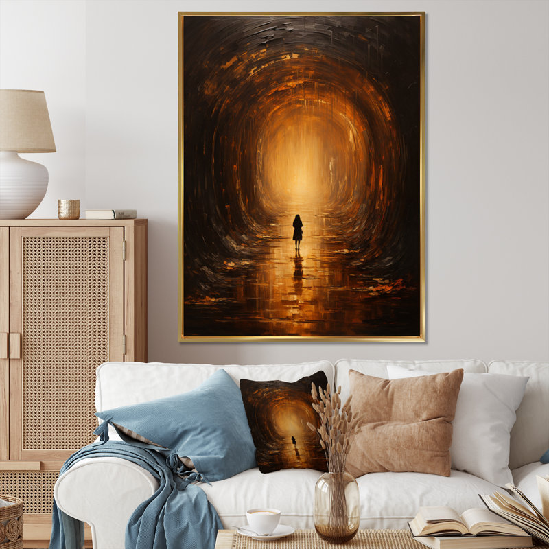 Tunnel Mystic Forest Passageway, reproduction d'art sur toile, H 20 po x l 12 po x P 1 po, Cadre flottant doré