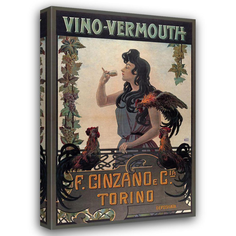 Art sur toile tendue avec trinité de la collection Trinx Vintage Apple: Vino Vermouth Cinzano Torino VINAPP116605