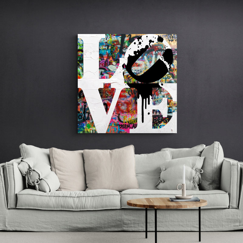 «Love Black Lives Matter» par Stephen Chambers - peinture sur toile tendue, H 30 po x l 30 po x P 1,5 po