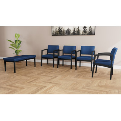 Lenox Steel Waiting Reception Commercial Grade Furniture Set | 4-Guest Chair And 2-Seat Bench