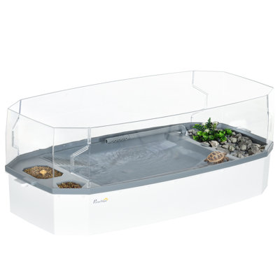 Ensemble d'aquarium de tortue avec plateforme de pèlerinage, pompe à eau et système de filtration en couches pour l'habitat des reptiles