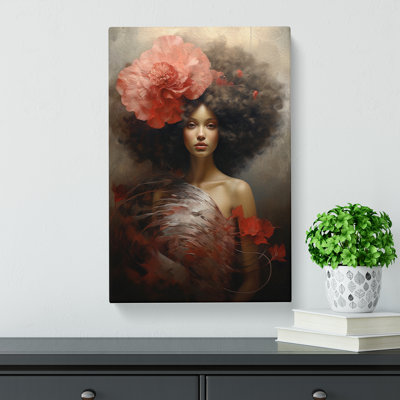 Woman With Curls Romanticism - Wrapped Canvas