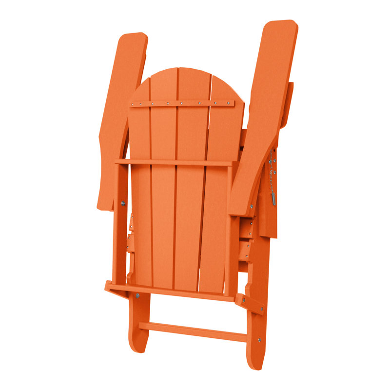 Laguna Outdoor Folding Adjustable Adirondack Chair With Cup Holder & Hideaway Ottoman (Set Of 2), Orange