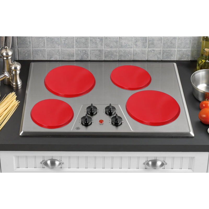 Set of 4 Reston Lloyd burner hotplates, Rouge